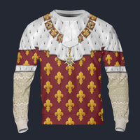 Modetrail France Charles X of France Coronation Robes Red Long Sleeves Costume, France Costume S-5XL US Size, Gift For Him