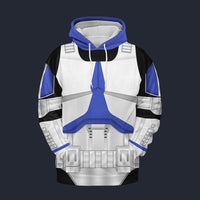 Modetrail Star Wars Clone 501 Damage Armor Hoodie Costume, S-5XL US Size, Gift For Him