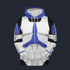 Modetrail Star Wars Clone 501 Damage Armor Tracksuit Costume Hoodie Sweatshirt T-Shirt Sweatpants, S-5XL US Size