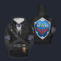 Modetrail Dark Link Zelda Attire Hylian Shield Tracksuit Costume Hoodie Sweatshirt T-Shirt Sweatpants, The Legend of Zelda Costume S-5XL US Size