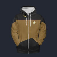 Modetrail Star Trek Data Fleece Zip Hoodie Costume, S-5XL US Size, Gift For Him