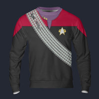 Modetrail Deep Space Nine Worf Red Sweatshirt Costume, Star Trek Costume S-5XL US Size, Gift For Him