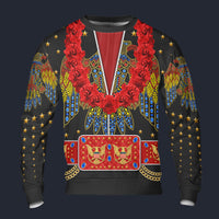 Modetrail Elvis Aloha Eagle Black and Red Hawaiian Flower Necklace Long Sleeves Costume, Elvis Presley Costume S-5XL US Size, Gift For Him