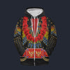 Modetrail Elvis Aloha Eagle Black and Red Hawaiian Flower Necklace Zip Hoodie Costume, Elvis Presley Costume S-5XL US Size, Gift For Him