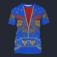 Elvis Aloha Eagle Blue T-shirt Costume, S-5XL US Size, Gift For Him