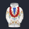 Modetrail Elvis Presley Aloha Eagle Hawaiian Flower Necklace Fleece Zip Hoodie Costume, Elvis Presley Costume S-5XL US Size, Gift For Him