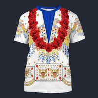Modetrail Elvis Presley Aloha Eagle Hawaiian Flower Necklace T-shirt Costume, Elvis Presley Costume S-5XL US Size, Gift For Him