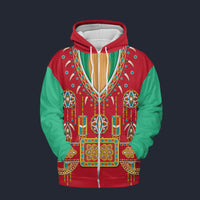 Modetrail Elvis Presley Alpine Red And Green Fleece Zip Hoodie Costume, S-5XL US Size, Gift For Him
