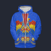 Elvis American Eagle Blue Fleece Zip Hoodie Costume, S-5XL US Size, Gift For Him