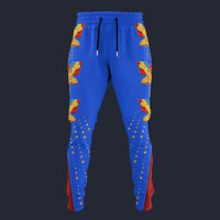 Modetrail Elvis Presley American Eagle Blue Hawaiian Flower Necklace Sweatpants Costume, Elvis Presley Costume S-5XL US Size, Gift For Him