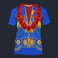 Modetrail Elvis Presley American Eagle Blue Hawaiian Flower Necklace T-shirt Costume, Elvis Presley Costume S-5XL US Size, Gift For Him