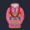 Modetrail Elvis Presley American Eagle Pink Hawaiian Flower Necklace Zip Hoodie Costume, Elvis Presley Costume S-5XL US Size, Gift For Him
