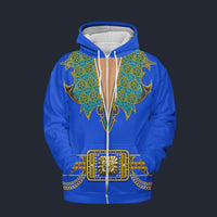 Modetrail Elvis Presley Arabian Blue Fleece Zip Hoodie Costume, S-5XL US Size, Gift For Him