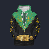 Modetrail Elvis Cisco Kid Green Fleece Zip Hoodie Costume, S-5XL US Size, Gift For Him