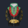Modetrail Elvis Presley Cisco Kid Green Hawaiian Flower Necklace Zip Hoodie Costume, Elvis Presley Costume S-5XL US Size, Gift For Him