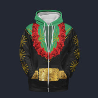 Modetrail Elvis Presley Cisco Kid Green Hawaiian Flower Necklace Zip Hoodie Costume, Elvis Presley Costume S-5XL US Size, Gift For Him