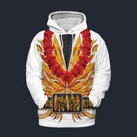 Modetrail Elvis Presley Flame Hawaiian Flower Necklace Fleece Hoodie Costume, Elvis Presley Costume S-5XL US Size, Gift For Him