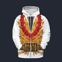 Modetrail Elvis Presley Flame Hawaiian Flower Necklace Zip Hoodie Costume, Elvis Presley Costume S-5XL US Size, Gift For Him