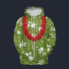 Modetrail Elvis Presley Green Aloha Hawaiian Flower Necklace Fleece Zip Hoodie Costume, Elvis Presley Costume S-5XL US Size, Gift For Him