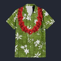 Modetrail Elvis Presley Green Aloha Hawaiian Flower Necklace Hawaiian Shirt Costume, Elvis Presley Costume S-5XL US Size, Unisex Button Down Shirt