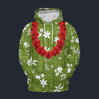 Modetrail Elvis Presley Green Aloha Hawaiian Flower Necklace Hoodie Costume, Elvis Presley Costume S-5XL US Size, Gift For Him