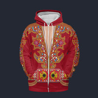 Modetrail Elvis Nail King Of Spades Red Fleece Zip Hoodie Costume, S-5XL US Size, Gift For Him