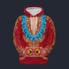Modetrail Elvis Presley Nail-King Of Spades Red Hawaiian Flower Necklace Hoodie Costume, Elvis Presley Costume S-5XL US Size, Gift For Him