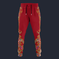 Modetrail Elvis Presley Nail-King Of Spades Red Hawaiian Flower Necklace Sweatpants Costume, Elvis Presley Costume S-5XL US Size, Gift For Him