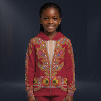 Modetrail Elvis Presley Nail-King Of Spades Red Fleece Zip Hoodie Costume For Kid, S-5XL US Size