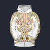 Modetrail Elvis Presley Nail King Of Spades White Fleece Zip Hoodie Costume, S-5XL US Size, Gift For Him
