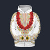 Modetrail Elvis Presley Flame Hawaiian Flower Necklace Zip Hoodie Costume, Elvis Presley Costume S-5XL US Size, Gift For Him