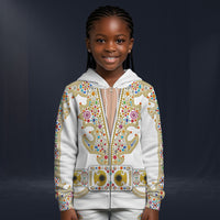 Modetrail Elvis Presley Nail-King Of Spades White Fleece Zip Hoodie Costume For Kid, S-5XL US Size