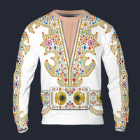 Modetrail Elvis Presley Nail King Of Spades White Long Sleeves Costume, S-5XL US Size, Gift For Him