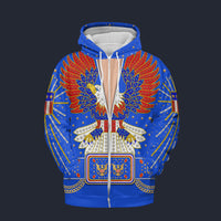 Modetrail Elvis Presley New Generation Eagle Blue Fleece Zip Hoodie Costume, S-5XL US Size, Gift For Him