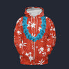Modetrail Elvis Presley Orange Aloha Hawaiian Flower Necklace Fleece Zip Hoodie Costume, Elvis Presley Costume S-5XL US Size, Gift For Him