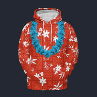 Modetrail Elvis Presley Orange Aloha Hawaiian Flower Necklace Hoodie Costume, Elvis Presley Costume S-5XL US Size, Gift For Him