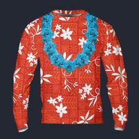 Modetrail Elvis Presley Orange Aloha Hawaiian Flower Necklace Long Sleeves Costume, Elvis Presley Costume S-5XL US Size, Gift For Him