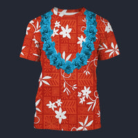 Modetrail Elvis Presley Orange Aloha Hawaiian Flower Necklace T-shirt Costume, Elvis Presley Costume S-5XL US Size, Gift For Him
