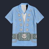 Elvis Owl Powder Blue Hawaiian Shirt Costume, S-5XL US Size, Unisex Button Down Shirt