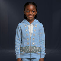 Modetrail Elvis Presley Owl Powder Blue Fleece Zip Hoodie Costume For Kid, S-5XL US Size