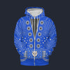 Elvis Owl Royal Blue Fleece Zip Hoodie Costume, S-5XL US Size, Gift For Him