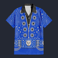 Elvis Owl Royal Blue Hawaiian Shirt Costume, S-5XL US Size, Unisex Button Down Shirt