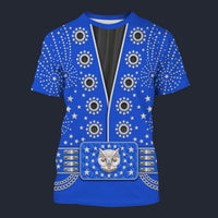 Elvis Owl Royal Blue Tracksuit Costume Hoodie Sweatshirt T-Shirt Sweatpants, S-5XL US Size