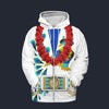 Modetrail Elvis Presley Peacock Hawaiian Flower Necklace Zip Hoodie Costume, Elvis Presley Costume S-5XL US Size, Gift For Him