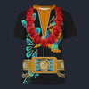 Modetrail Elvis Presley Peacock Orange Hawaiian Flower Necklace T-shirt Costume, Elvis Presley Costume S-5XL US Size, Gift For Him