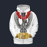 Modetrail Elvis Presley Phoenix Black Hawaiian Flower Necklace Fleece Zip Hoodie Costume, Elvis Presley Costume S-5XL US Size, Gift For Him