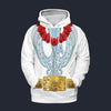 Modetrail Elvis Presley Phoenix (Navy & White) Hawaiian Flower Necklace Fleece Hoodie Costume, Elvis Presley Costume S-5XL US Size, Gift For Him