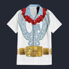 Modetrail Elvis Presley Phoenix (Navy & White) Hawaiian Flower Necklace Hawaiian Shirt Costume, Elvis Presley Costume S-5XL US Size, Unisex Button Down Shirt