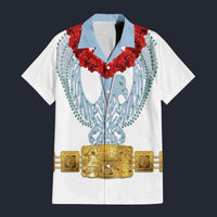 Modetrail Elvis Presley Phoenix (Navy & White) Hawaiian Flower Necklace Hawaiian Shirt Costume, Elvis Presley Costume S-5XL US Size, Unisex Button Down Shirt