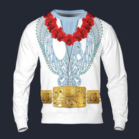 Modetrail Elvis Presley Phoenix (Navy & White) Hawaiian Flower Necklace Long Sleeves Costume, Elvis Presley Costume S-5XL US Size, Gift For Him